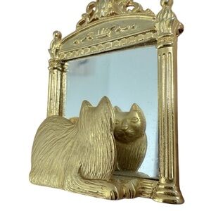 JJ Jonette Cat Looking in Mirror Vintage Signed Brooch Pin